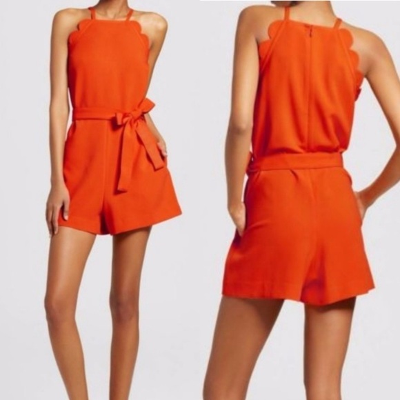 VICTORIA BECKHAM x TARGET Orange Scalloped Romper Size XS - Picture 1 of 15
